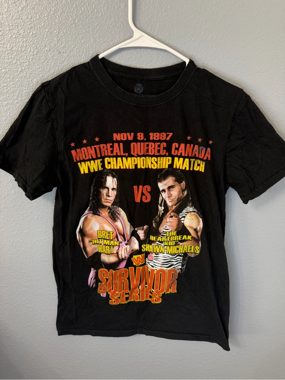 WWE Black Graphic Tee with White Screenprint Logos